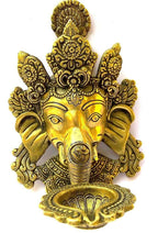 ARTVARKO Brass Ganesh Ganesha Diya On Trunk Wall Hanging Designer Deepak Deepam for Marriage Office Showpiece Gold Standard 1 Pcs