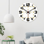 VIBECRAFTS Golden Floral Pattern Wooden Wall Clock for Home Decor, Office, Living Room, Bedroom, Cafe's, Gifts (WWCVC1Pcs_15054)