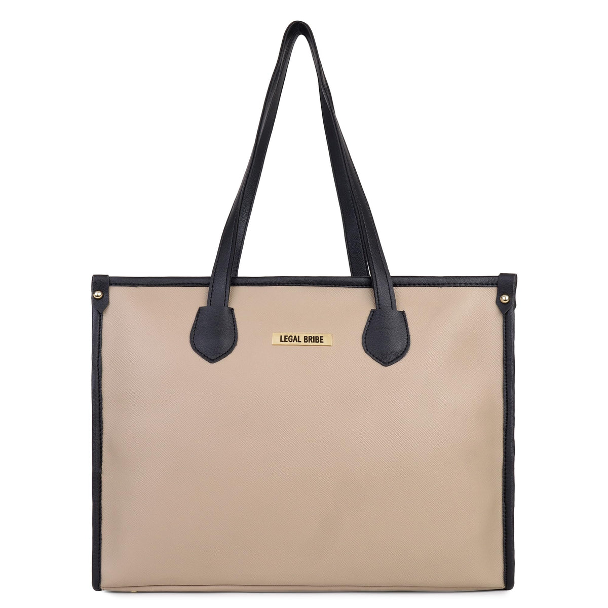 LEGAL BRIBE Textured Tote Bag Combo Of 4 (Beige/Black)