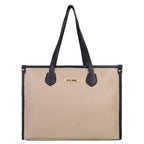 LEGAL BRIBE Women's Textured Tote Bag (Beige/Black)