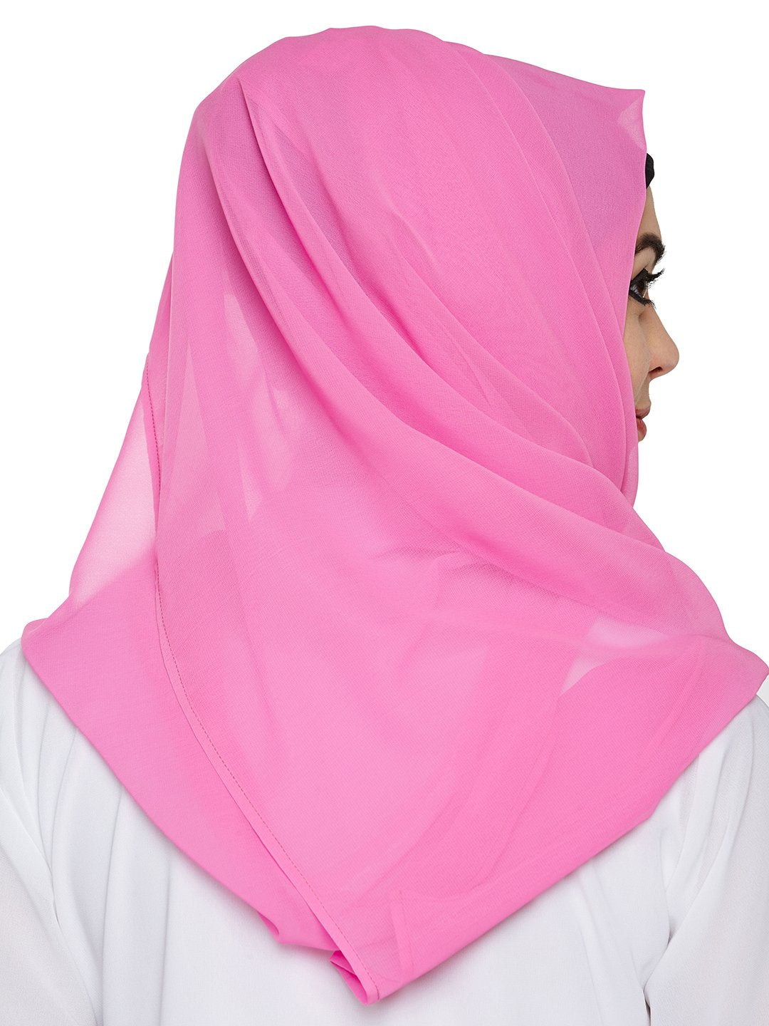 Momin Libas Women's Georgette Hijab and Scarf (HCT42317, Pink, Free Size)