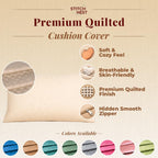 STITCHNEST Quilted Velvet Cushion Covers Set of 2 | Soft Peach | 12x18 Inches | Premium Sofa & Living Room Décor
