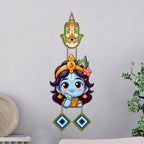 Artvibes Bal Krishna Face Evil Eye Wall Hanging for Home Entrance Decor | Nazar Battu Protection Hanging for Living Room Bedroom Temple Office | Vastu Positive Energy Decorative Gift (WH_8573N)