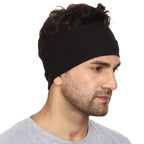 Gajraj Wide, Moisture Wicking and Non-Slip Exercise Workout Cotton Headband for Men and Women (Pack of 2) (Black-White)