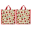 DOUBLE R BAGS Unisex Big Eco Cotton Canvas Shopping Bag for Grocery, Milk, Fruits & Vegetables | Reusable Tote with Reinforced Handles | Strawberry Print, 34x9.5x39.5 cm, 1 Compartment (Pack of 2)