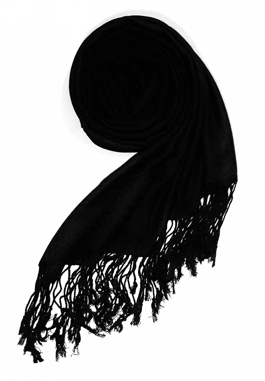 Chandwasia Viscose Scarf Stole & Shawl | Travel Office Casual Styling For Girls Women Men Summer Winter Use | Black | Viscose Fabric | 28x72 Inches | Self Design Sent Randomly