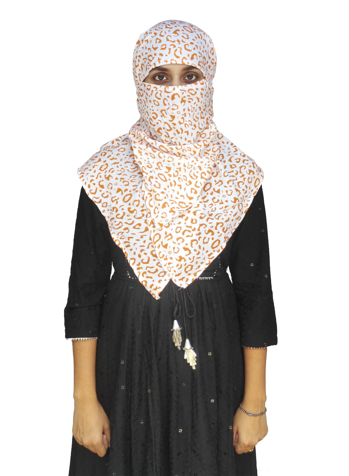 Switchon Rayon Anti Pollution Full face Mill Dye Scarf UV Sun Rays Protection Hijab scarf for women and Girls (Off_white_Brown)