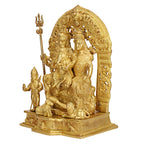 ARTVARKO™ Brass Shiv Parivar Shiva Parvati Kartikeya and Ganesh with Shivling Nandi Idol for Good Luck, Success and Prosperity Gold Color 12 Inch.