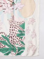 Ravaiyaa - Attitude is everything Women Silk Digital Print Large Square Scarf Breathable Lightweight Neckerchief Printed Headscarf 40 x 40 Inch (Peach Tiger & Panther)
