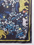 Ravaiyaa - Attitude is everything Women Silk Digital Print Large Square Scarf Breathable Lightweight Neckerchief Printed Headscarf 40 x 40 Inch (Black & Blue Jaguar)