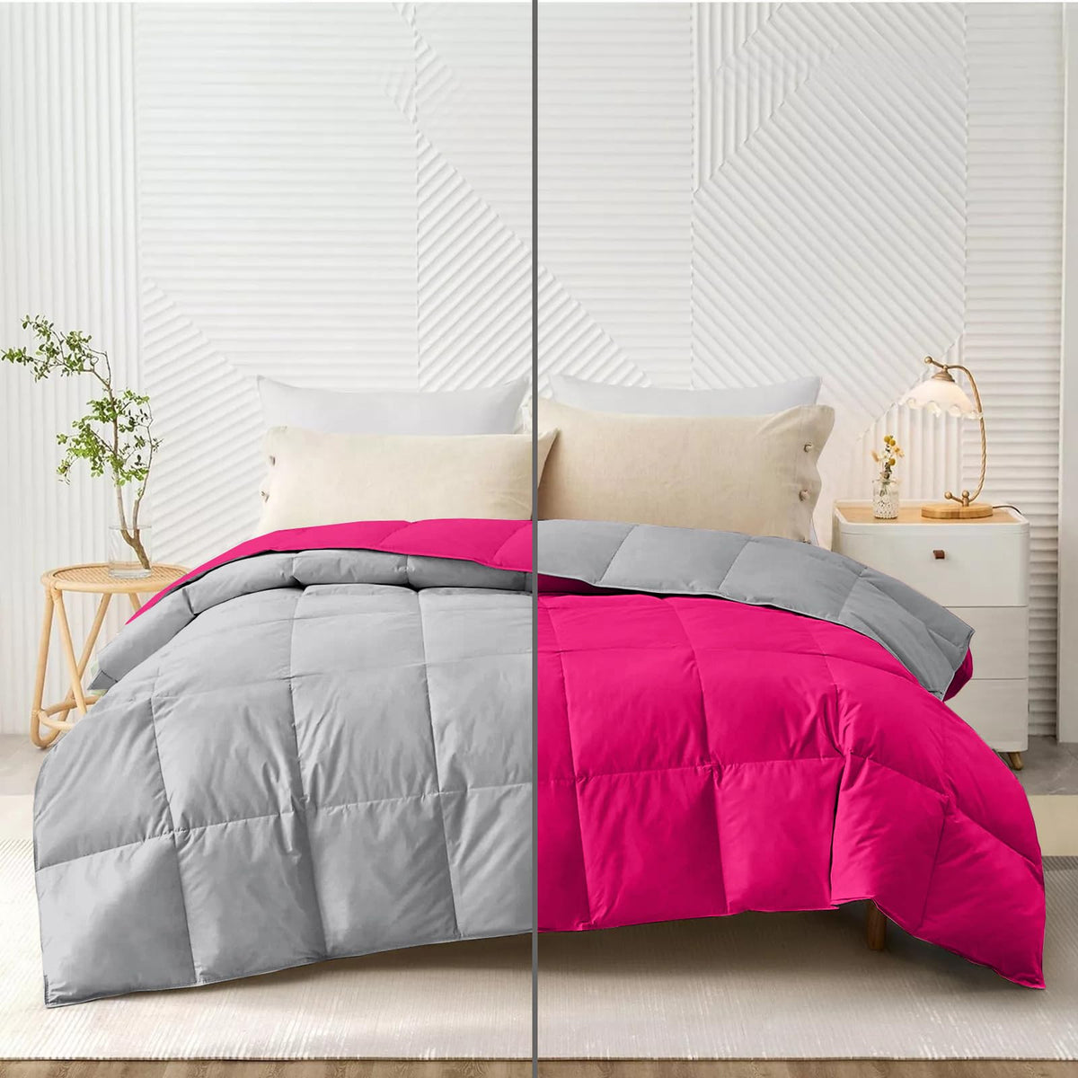 AYANSHI BEDDING Super Soft 100 GSM Ac Blanket/Ac Comforter Single Bed Summer Comforter Microfibre Lightweight (60 X 90 Inches) - Single Bed Comforter - Hot Pink/Silver Grey Color Kafalo