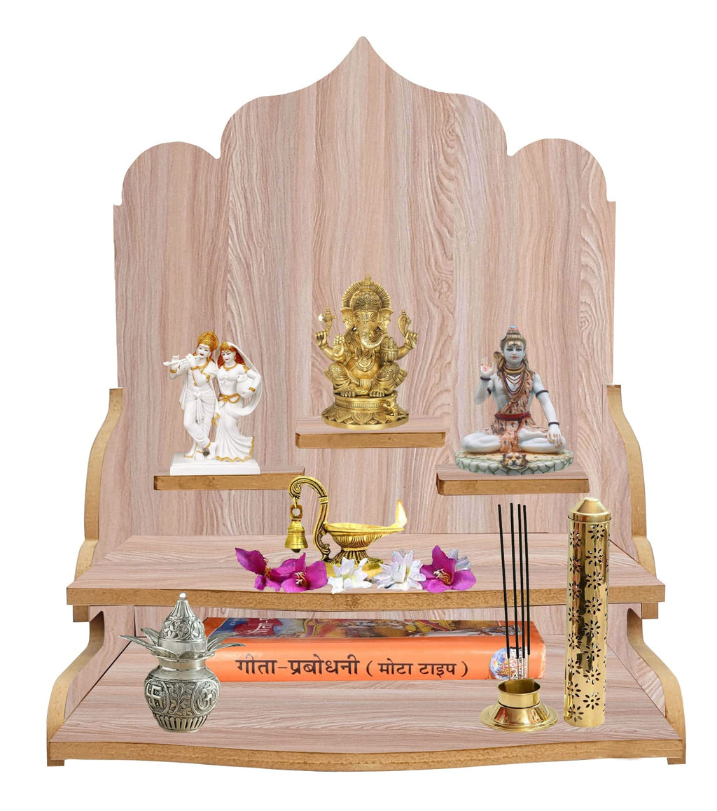 LINGAZ Mandala Design Wall Mounted Glossy Wooden Home Temple
