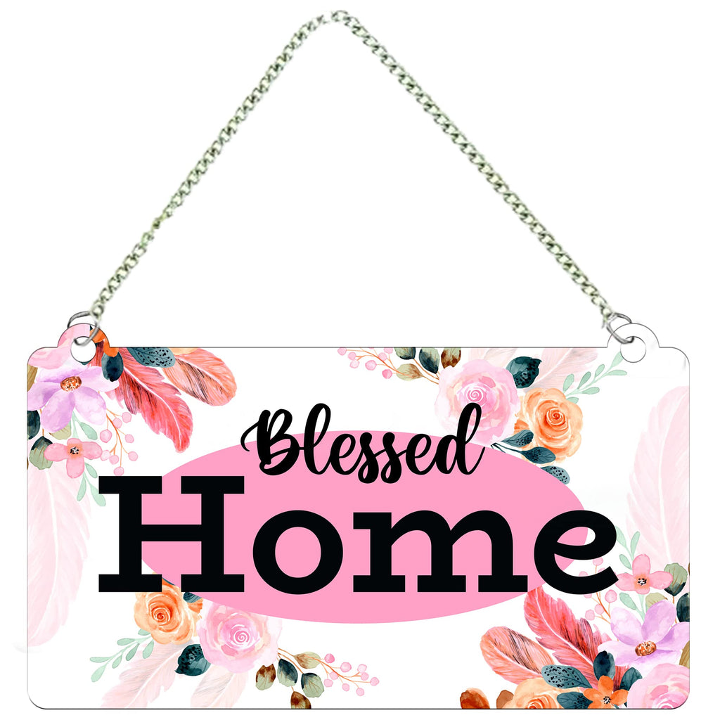 Artvibes Blessed Home Decorative Wall Art MDF Wooden Wall Hanger for Living Room | Quotes Decor Item | Home Quotes Wall Art | Modern Decor Item | Wall Poster | Mdf Wall Decoration for Office(WH_3510N)