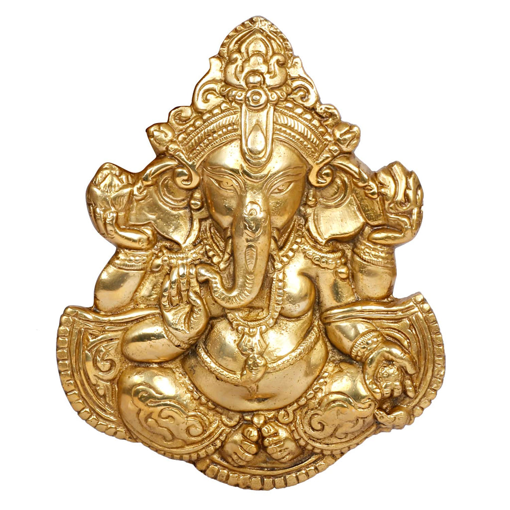 SVARUP Brass Blessing Ganesha Idol Ganesh Statue Ganpati Wall Hanging Murti for Puja Home Entrance Decor Diwali Gift 8 Inch