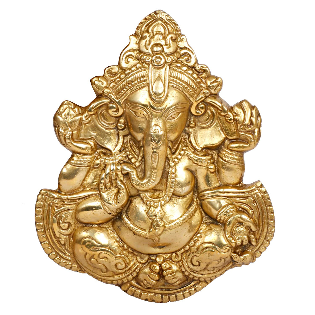 SVARUP Brass Blessing Ganesha Idol Ganesh Statue Ganpati Wall Hanging Murti for Puja Home Entrance Decor Diwali Gift 8 Inch