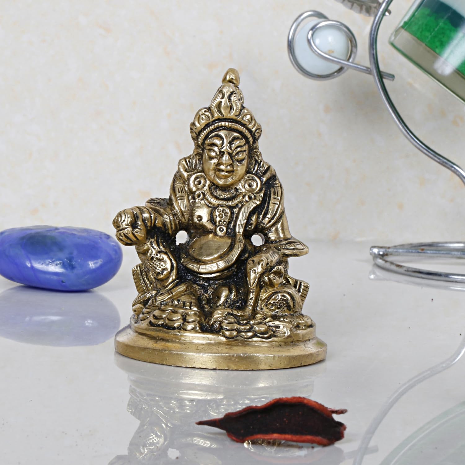 ARTVARKO™ Brass Kuber Murti Lord of Treasure Wealth Maharaj Kuber Statue for Tijori Locker Money Safe Kubera Idol 3 Inch