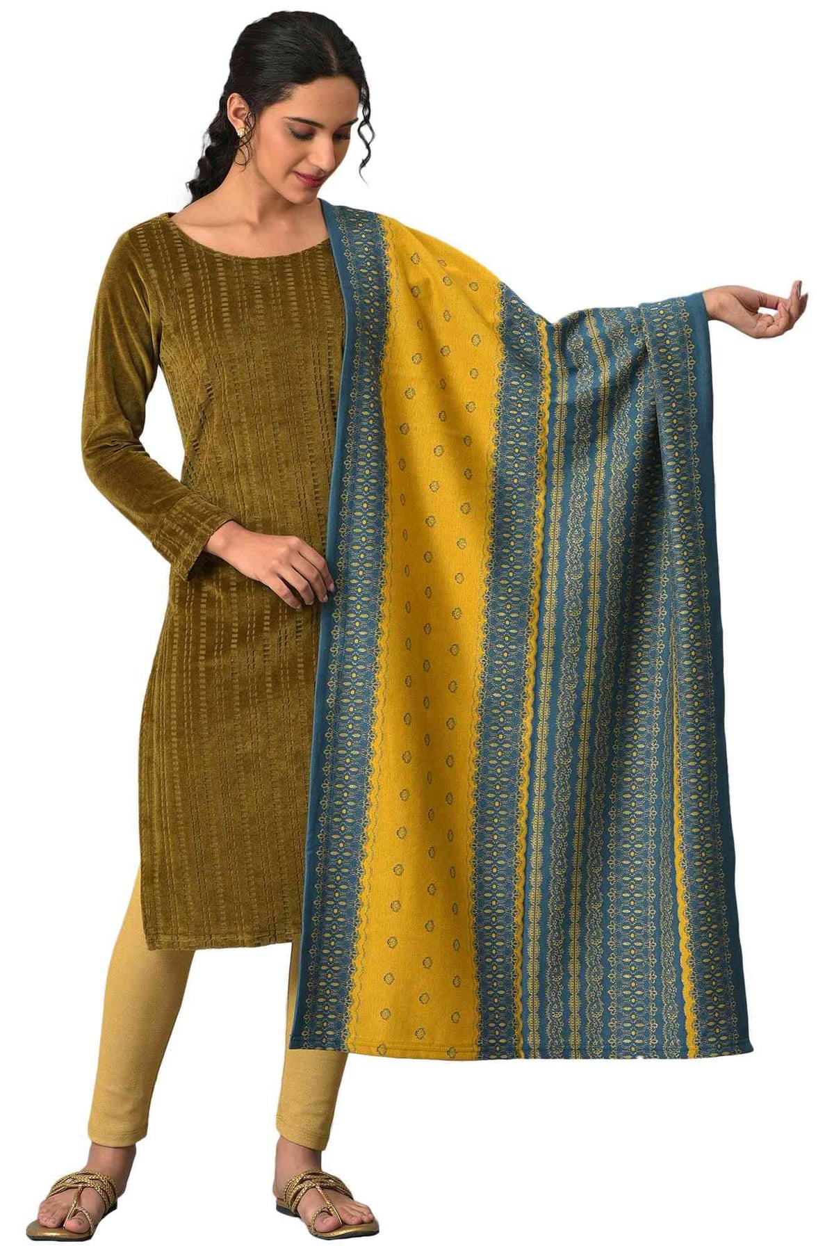 Aurelia Blue Yarn Dyed Shawl for Women (Size: Free Size)-24NOA80053-703500