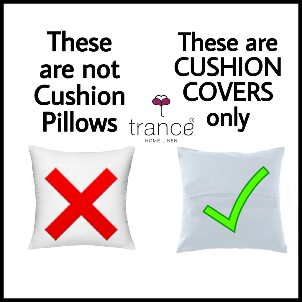 Trance Home Linen Set of 5 Premium 100% Cotton 18x18 inch Cushion Covers Only for Sofa and Diwan | Throw Pillow/Small Cushion Pillow Covers Only (18x18 inch | 45cmx45cm, Calicut White Green)