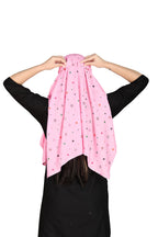 7 season's Women's Cotton Scarf Cum Mask Universal Size Usable For Vehicle Driver For Sunlight Uv Protection White Printed Design (Pink-S), Female