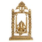 Svarup Brass Ganesha On Jhoola Swing Ganpati Showpiece Handcrafted Brass Ganesh Statue 9 Inch