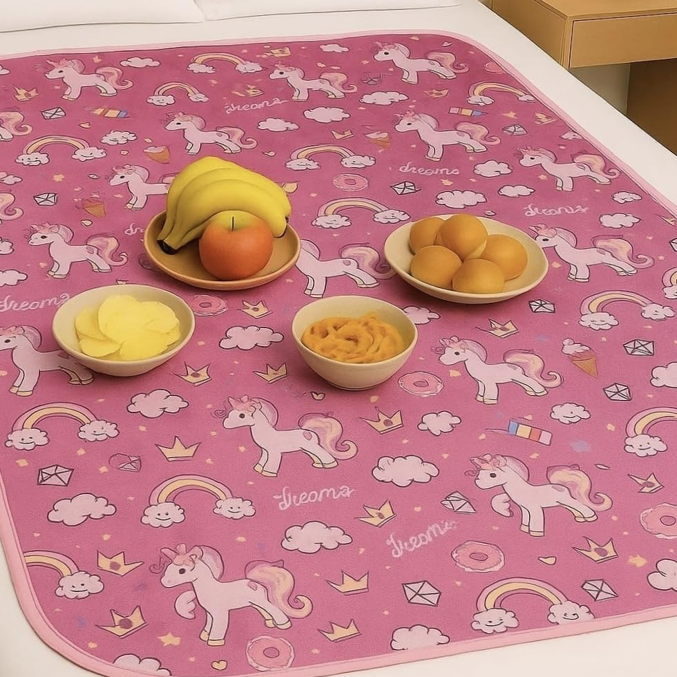 Waterproof Food Mat for Bed | Reversible Bed Server for Home, Kitchen & Living Room (Peach) Kafalo