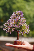 Natural Amethyst Crystal Bonsai Tree, Handcrafted Gemstone Decor for Home and Office, Purple