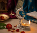 Kridaykraft Fish Diya, Silver, Aluminium, Metallic Silver Finish, 12 cm Height, Traditional Oil Lamp for Puja & Festive Decor