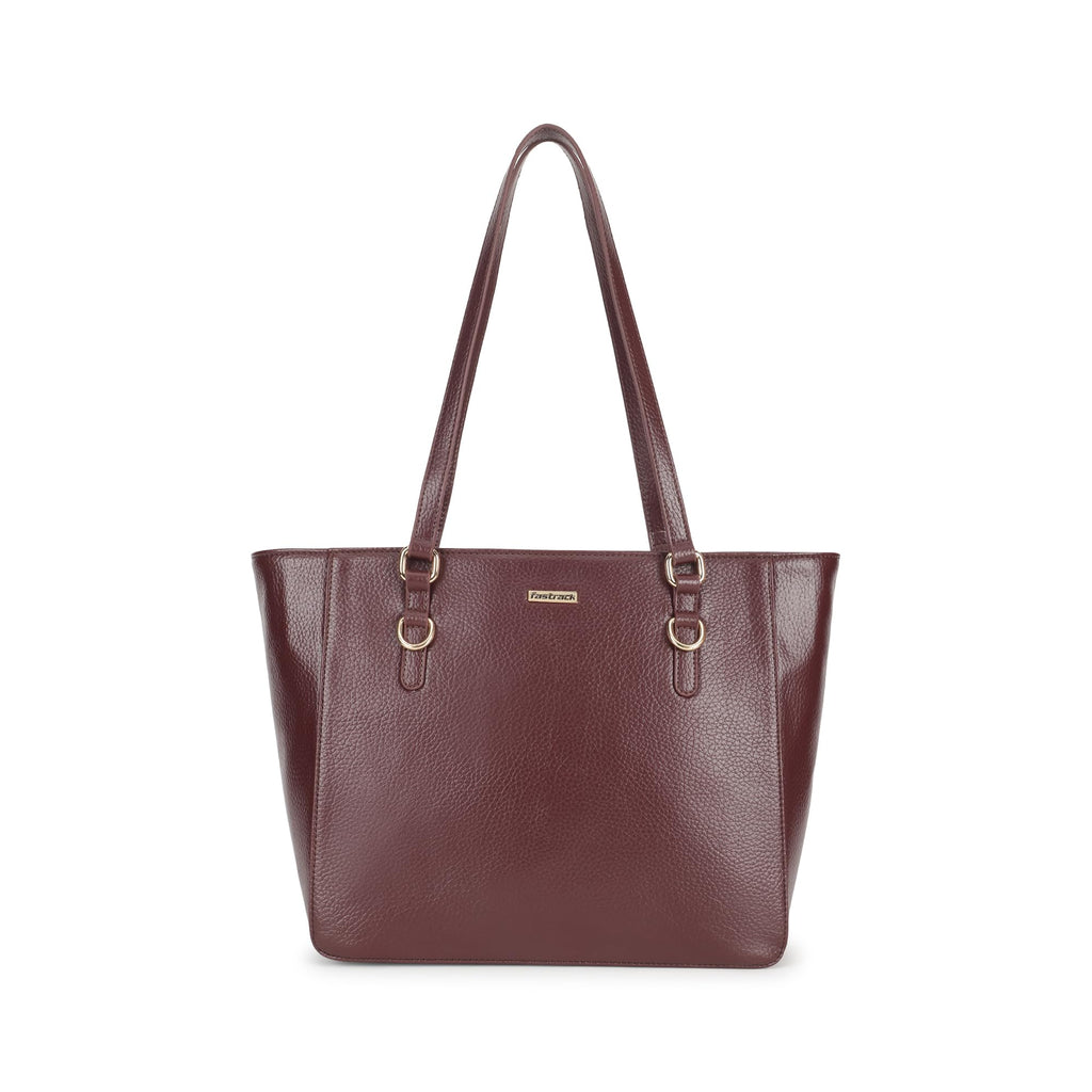 Fastrack CityStride Cherry Tote | Faux-Leather Women’s Handbag | Pebble-Textured Tote for 14-Inch Laptop with Dual Compartments