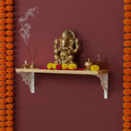Spillbox Wooden Pooja Home Temple|White Metal Shelf |Wall Mountable|Easy Screw Assembly|Home Temple for Puja Room |Pooja Stand | Mandir-SINGLE FLORAL (White small)