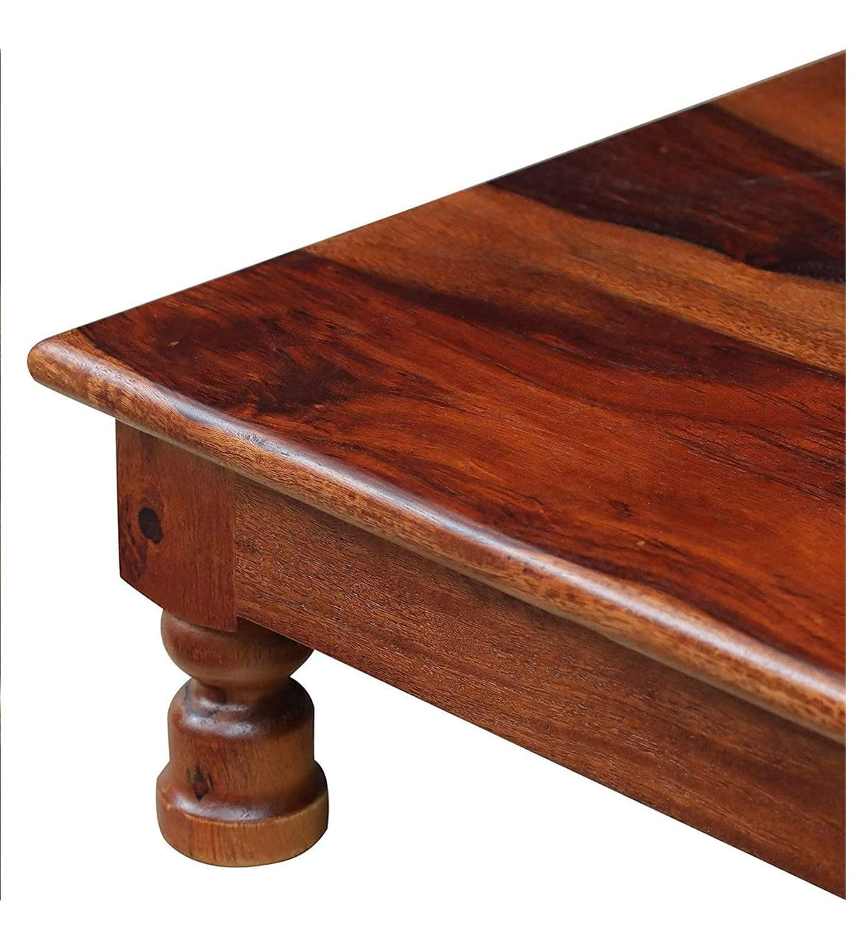 SAAMENIA FURNITURES Solid Sheesham Wooden Chowki for Home Pooja Temple - Maple Finish