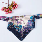 PALAY Silk Feel Scarf for Women Stylish Floral Large Square Royal Blue