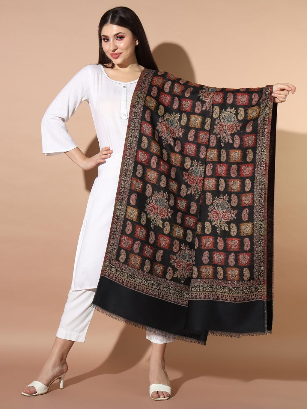 Pashmoda Women Firoza Woven Design Jamawar Shawl (Size 101X203 CM)
