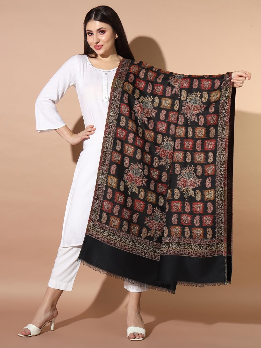 Pashmoda Women Firoza Woven Design Jamawar Shawl (Size 101X203 CM)