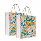 Sangra Canvas Reusable Bags for School, College, Lunch Bag for Office for Men and Women, Grocery Shopping Bag, Multi-Purpose Bag, Sturdy Handle With Zipper Lock (Pack of Two) (Orange)