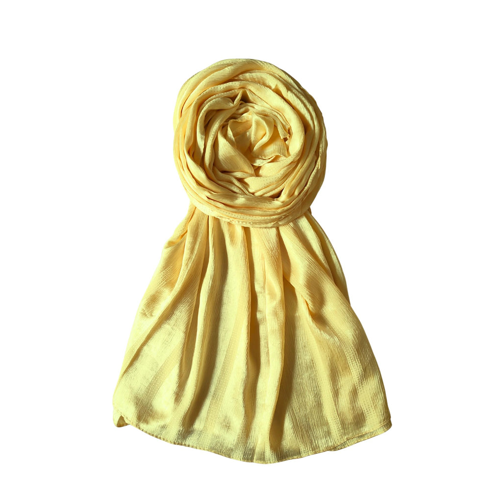 FAHABO Scarf Woman Premium Self-Woven Satin Silk Scarves | Hijab Scarf | Headscarf | Neck Scarf | Stoles | Wraps (Liquid Golden)