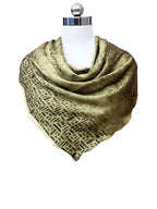 leeza store Women's Premium Silk Scarf – Olive Green 40X40 Square Stole | Tonal Vine Motif Design | Soft Lightweight Silk Neck Scarf, Head Scarf & Hijab Wrap