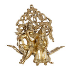 ARTVARKO Brass Radha Krishna Sitting on Couch Kalpvriksha Tree Love Couple Showpiece Idol for Home Décor Living Room Pooja Mandir Gift Item 24 cm