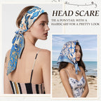 CoolShef Head Scarf for Women Stylish | 27.5 Like Satin Silk Scarf | Printed Square Scarves for Women and Girls | Hair Wrapping, Bandana, Neck & Head Accessories
