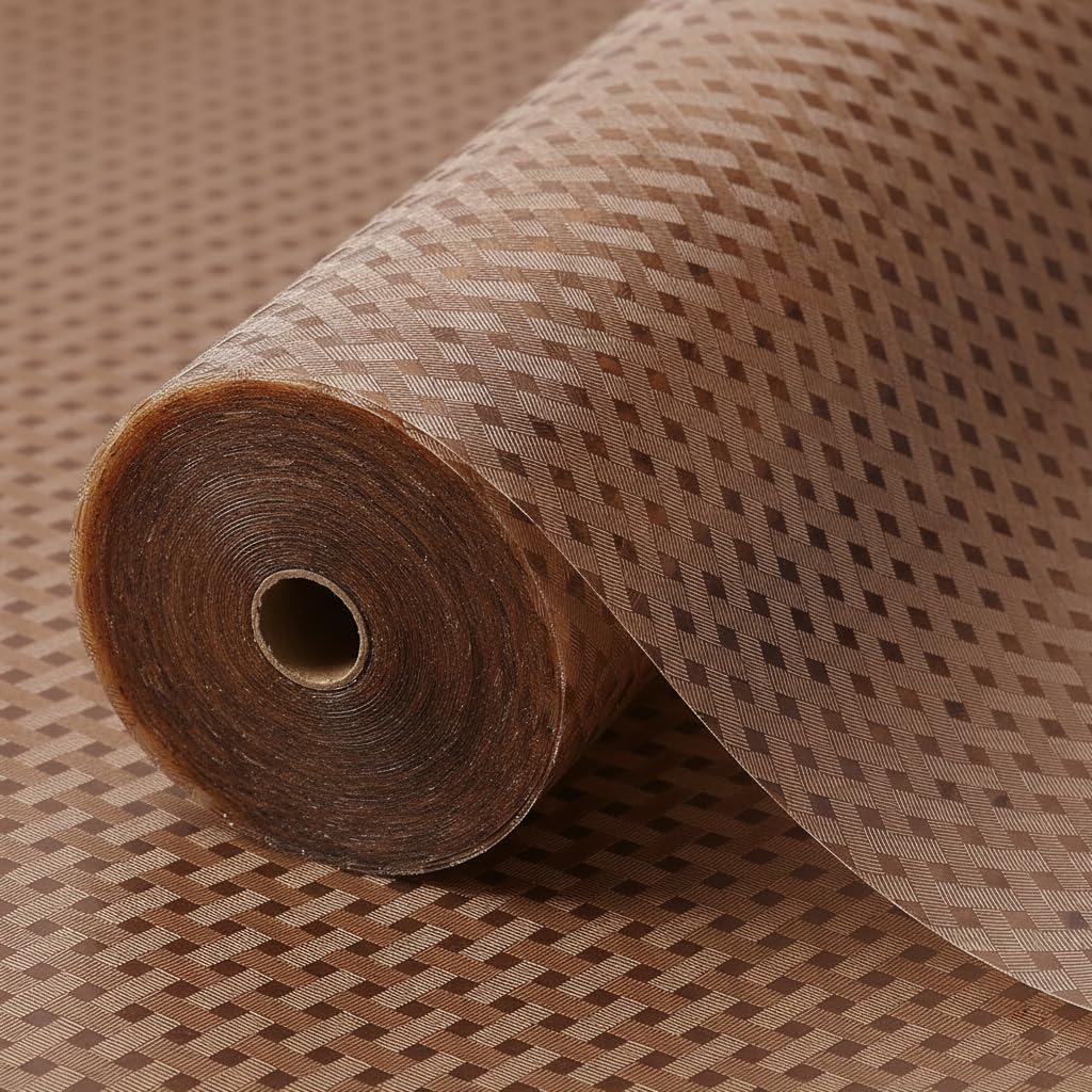 JD FRESH 5 Meters EVA Food Grade Fridge Mats/Anti Slip Mat for Kitchen/Washable Shelf Liner Roll Sheet for Wardrobe/Cabinet/Dining Table/Drawer Mat Roll/Refrigerator Mats (Diamond Texture,Brown) Kafalo