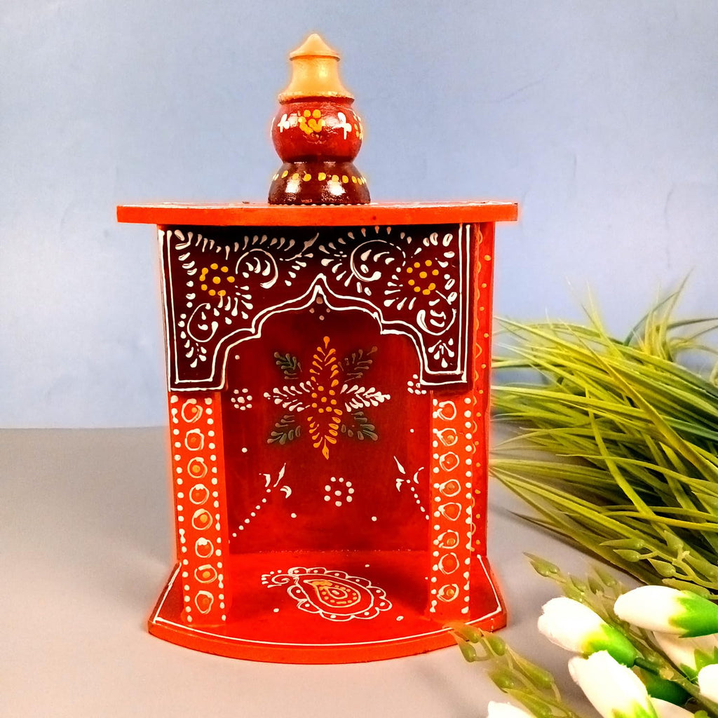 Apka Mart The Online Shop Home Temple | Pooja Mandir Small | Wooden Wall Mounted Puja Unit/Stand - for God, House, Office & Shop - 11 Inch