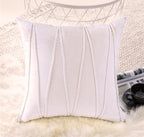 Khooti Velvet Striped Cushion Cover Pack of 1-22 x 22 / 56 x 56 cm | Pure White | Soft Pillow Covers Cushion Case for Sofa Bedroom Livingroom Chair Car, Cushion Cover with Zig Zag Pattern
