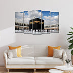 VIBECRAFTS 5 Pieces Masjid Al Haram Canvas Wall Painting For Home|Office|Living Room|Gift (PTVC5Pcs2_6515)