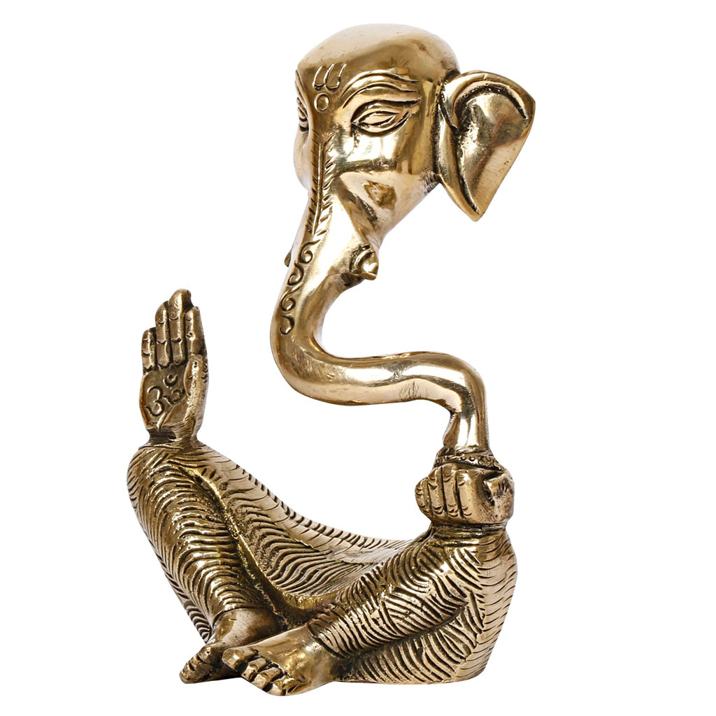 ARTVARKO Brass Designer Ganesha Statue Modern Art Ganesh Ganpati Sitting Blessing Idol Sculpture for Home Diwali Puja Gifts 6 Inch