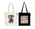 Peach Blossom Printed Cotton Zipper Tote Bags | CBAG - WHT-I M PEACE_BLK-1989(9) BOX