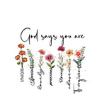 Heu “God Says You Are” Printed Canvas Tote Bag | Inspirational Christian Quote Cotton Shoulder Bag | Eco-Friendly Reusable Tote for Women