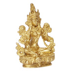 ARTVARKO Brass Goddess Tara Devi Sitting Idol Tibetan Buddhist Goddess Green Tara Decorative Sculpture - 3.5 Inches