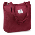 PALAY Tote Bag Corduroy Burgundy Large Grocery Shopping Shoulder