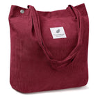 PALAY Tote Bag Corduroy Burgundy Large Grocery Shopping Shoulder