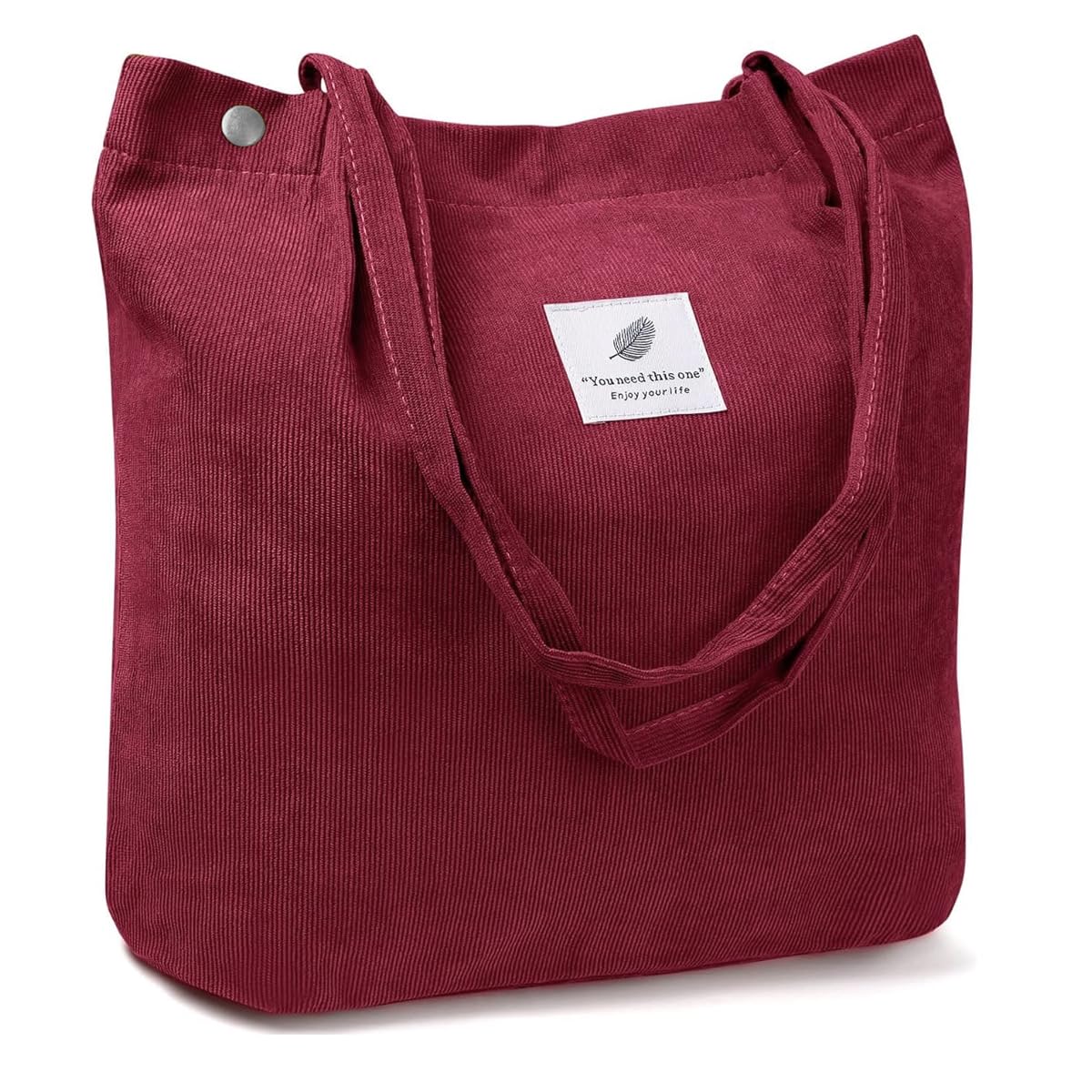 PALAY Tote Bag Corduroy Burgundy Large Grocery Shopping Shoulder