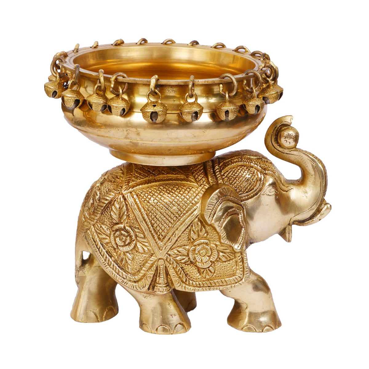 ARTVARKO Brass Elephant Urli Decorative Urli Bowl for Flowers - Handcrafted Round Floating Floral Candles Bowl for Home, Office, Living Room Decor